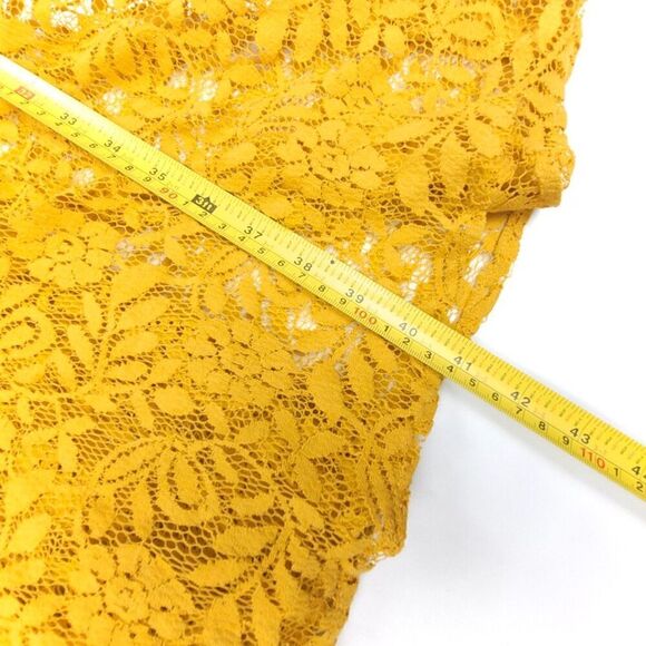 NEW Lulus Jaclyn Golden Yellow Lace Off the Shoulder Midi Dress Ruffled Small - Picture 4 of 10